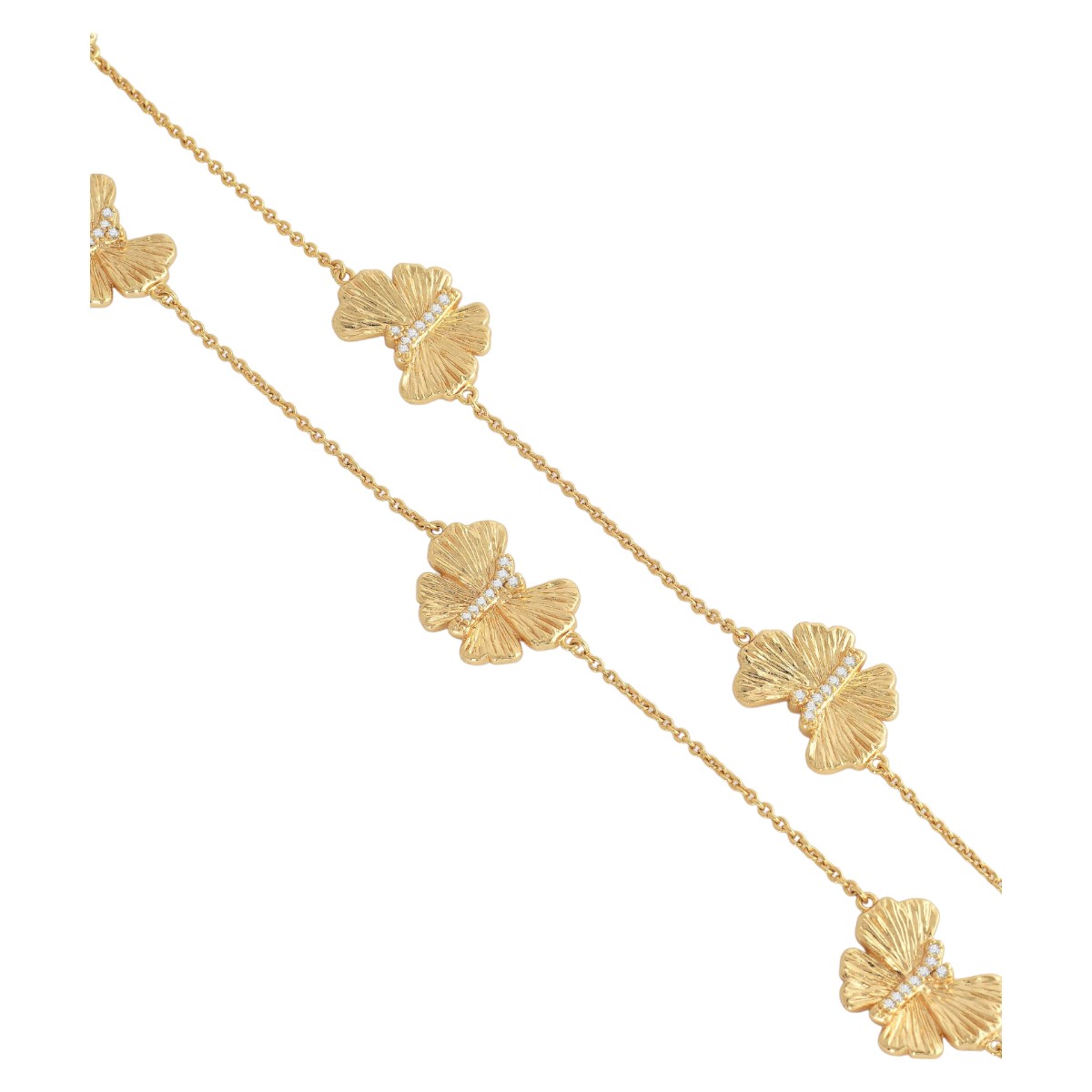 Anabel Aram Jewelry Butterfly Station Necklace, Yellow Gold Plated