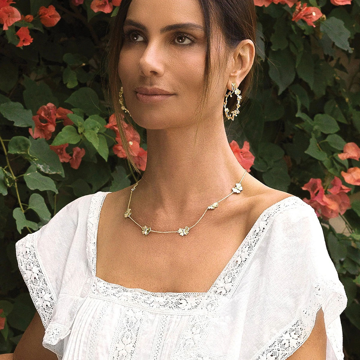 Anabel Aram Jewelry Butterfly Station Necklace, Yellow Gold Plated