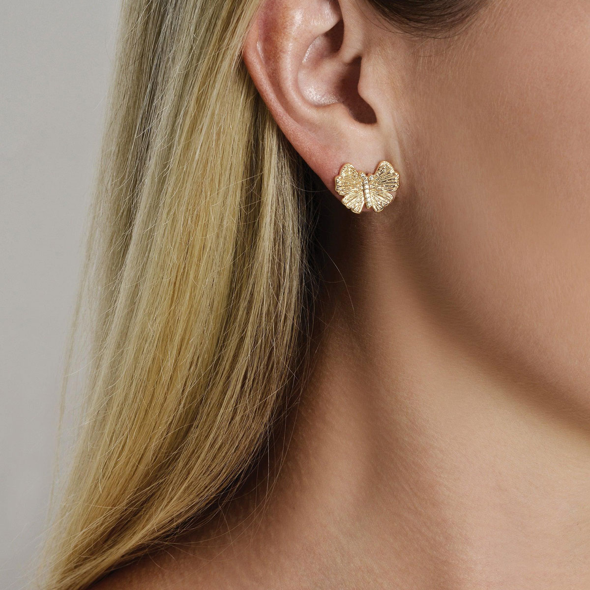 Anabel Aram Jewelry Butterfly Stud Earrings, Yellow Gold Plated