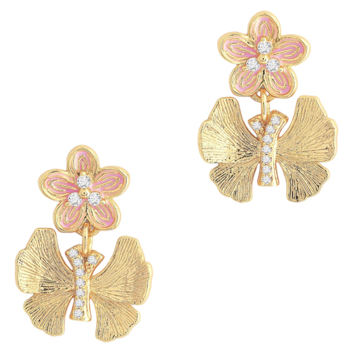 Anabel Aram Jewelry Butterfly With Enamel Flower Earrings