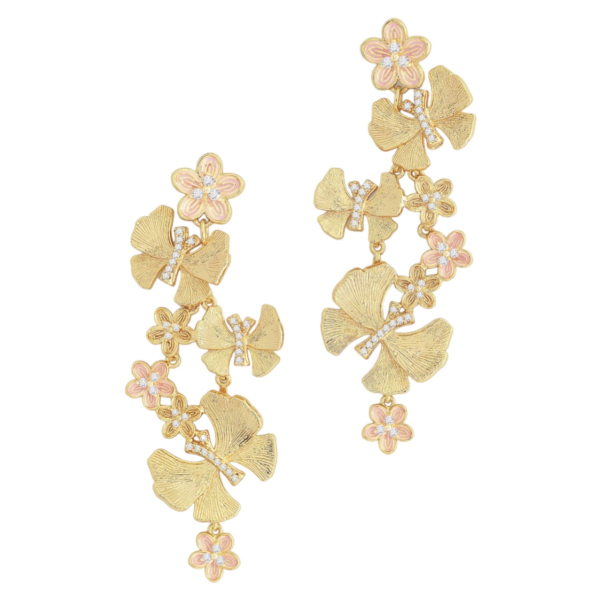 Anabel Aram Jewelry Butterfly With Flowers Dangle Earrings