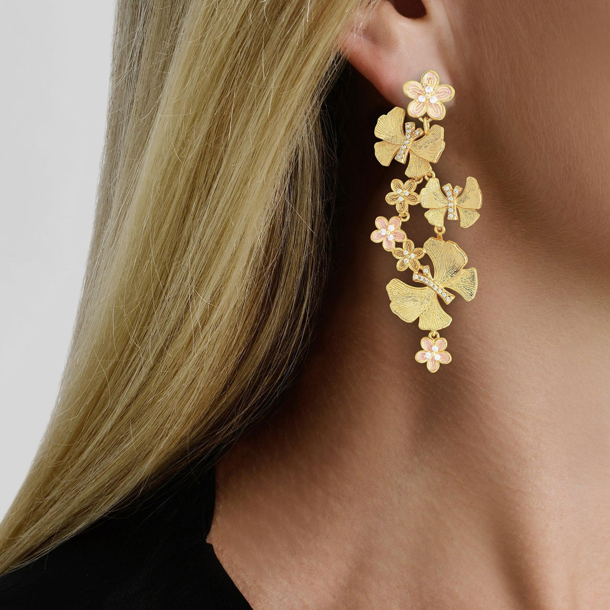 Anabel Aram Jewelry Butterfly With Flowers Dangle Earrings