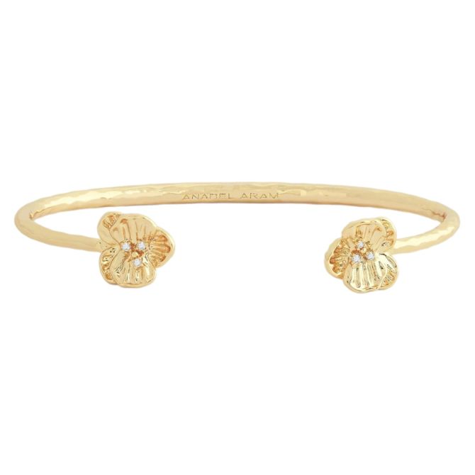 Anabel Aram Jewelry Orchid Bangle, Yellow Gold Plated