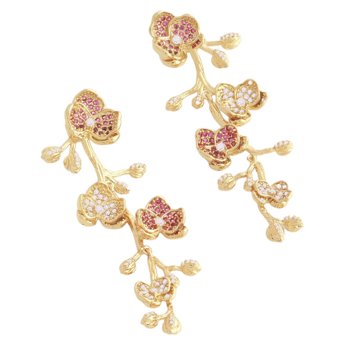 Anabel Aram Jewelry Orchid Pave Dangle Earrings, Pink
