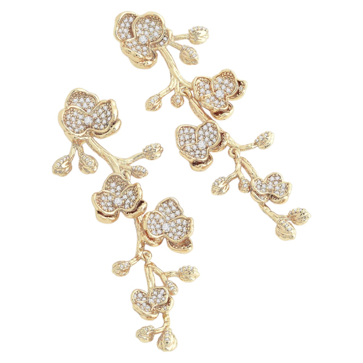 Anabel Aram Jewelry Orchid Pave Dangle Earrings, White