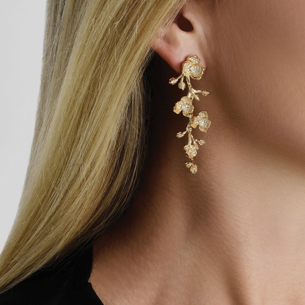 Anabel Aram Jewelry Orchid Pave Dangle Earrings, White