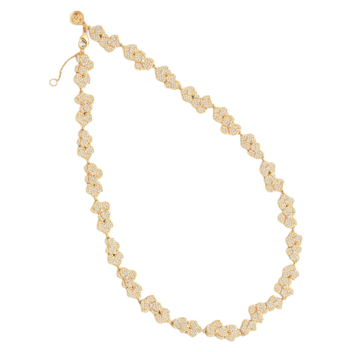 Anabel Aram Jewelry Orchid White Pave Necklace, Yellow Gold Plated
