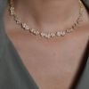 Anabel Aram Jewelry Orchid White Pave Necklace, Yellow Gold Plated