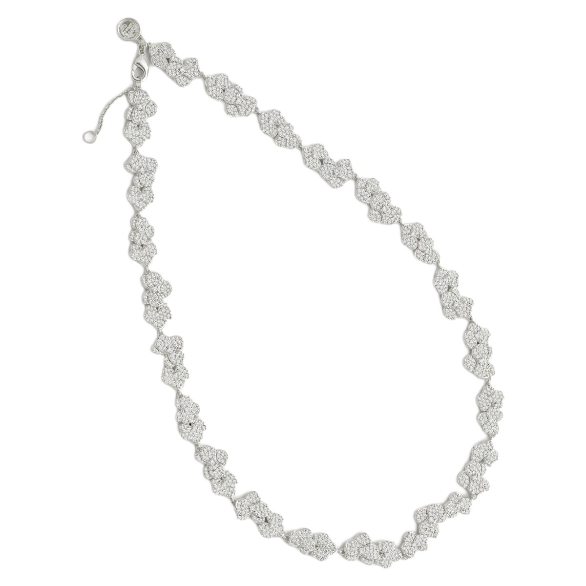 Anabel Aram Jewelry Orchid White Pave Necklace, Silver