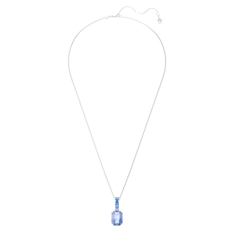 Swarovski Millenia Octagon Cut Pendant Necklace, Blue and Rhodium Plated