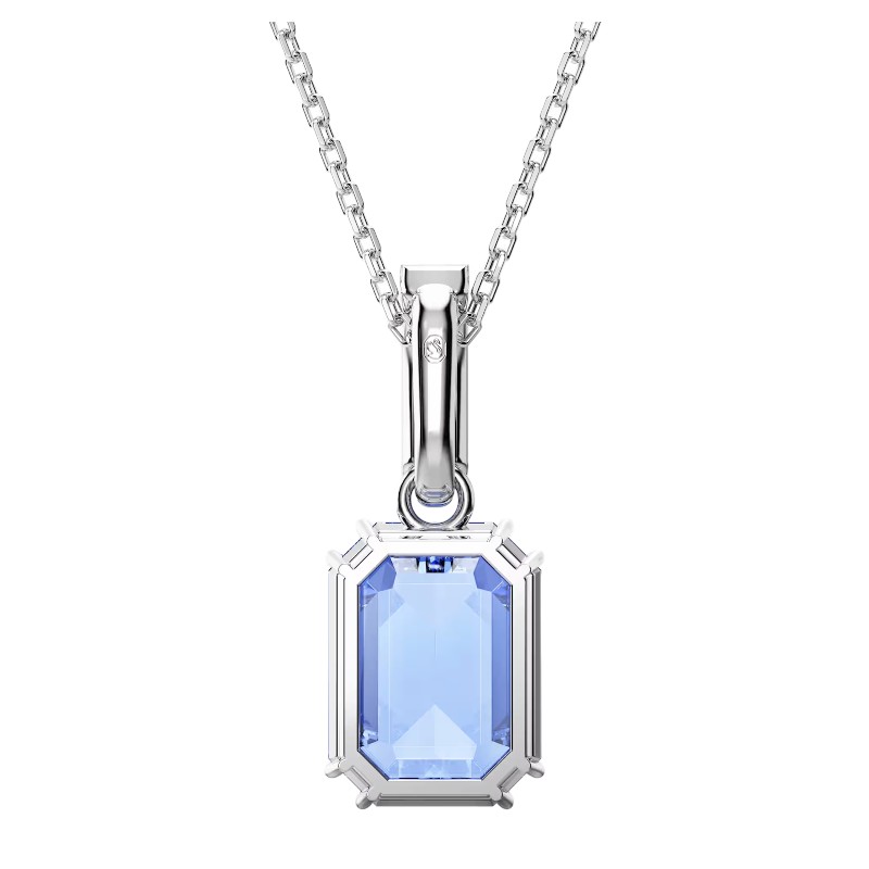 Swarovski Millenia Octagon Cut Pendant Necklace, Blue and Rhodium Plated