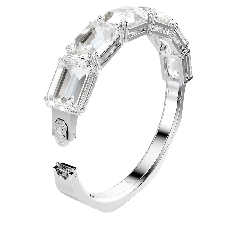 Swarovski Millenia Octagon Cut Small Bangle Bracelet, White and Rhodium Plated