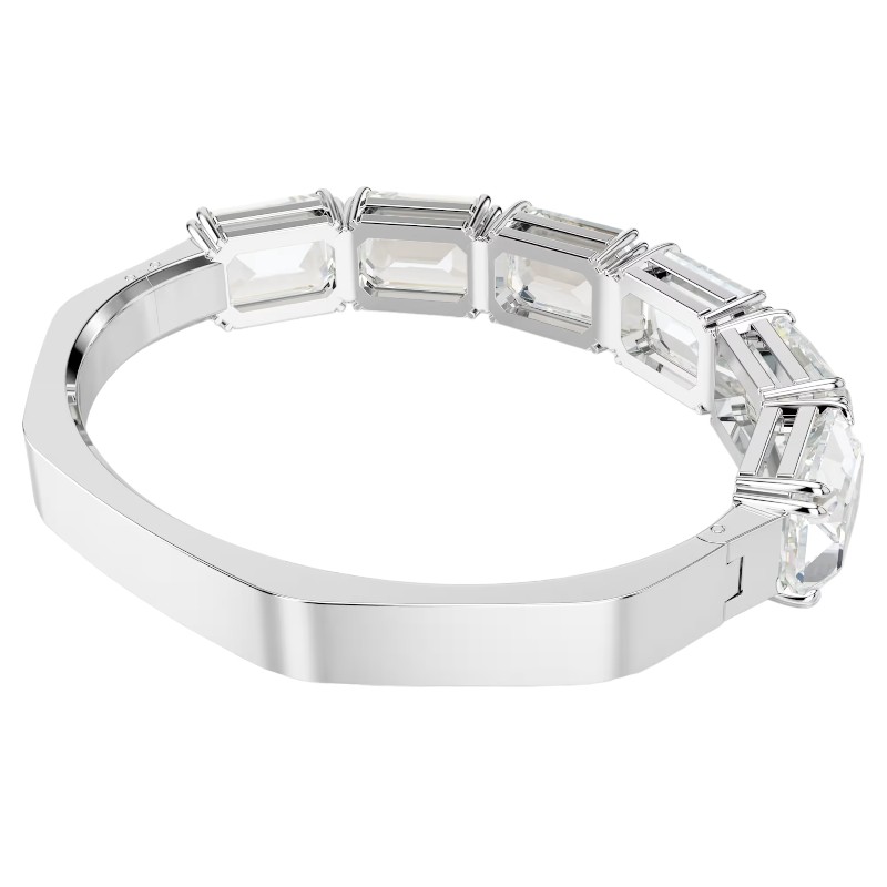 Swarovski Millenia Octagon Cut Small Bangle Bracelet, White and Rhodium Plated