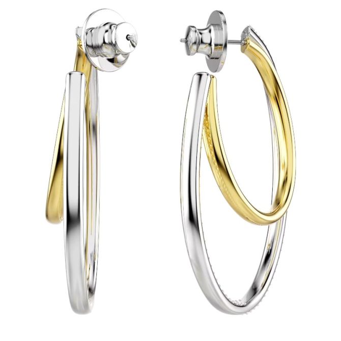 Swarovski Hyperbola Round Cut Medium Hoop Earrings, White and