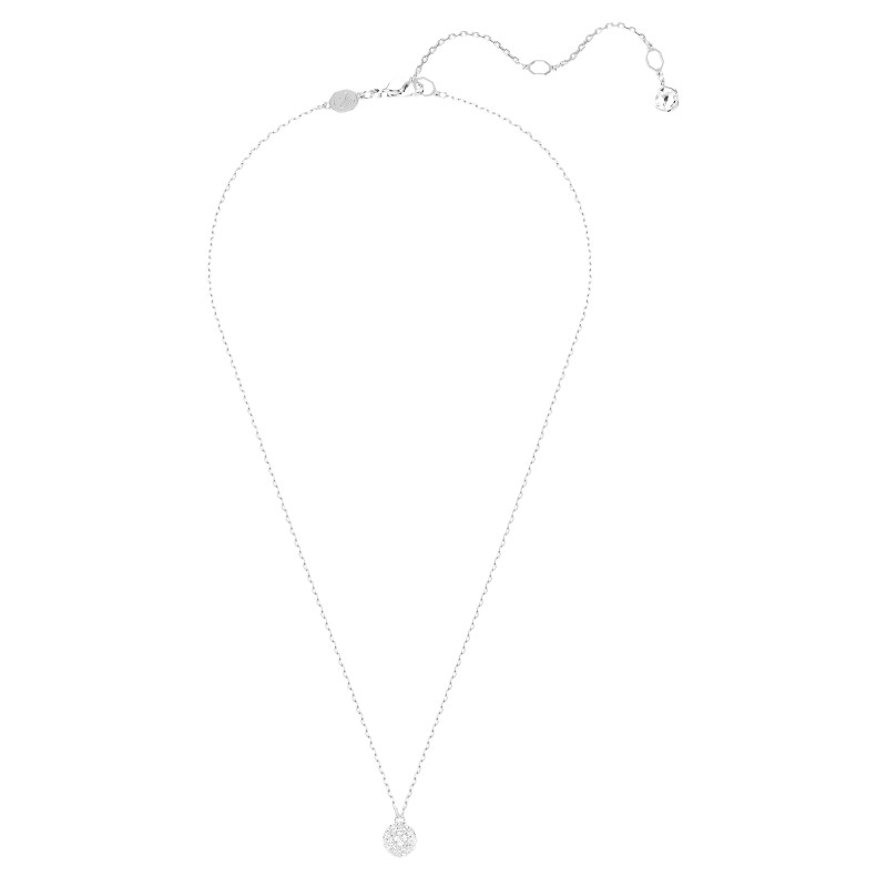 Swarovski Dextera Round Cut Sphere Pendant Necklace, White and Rhodium Plated