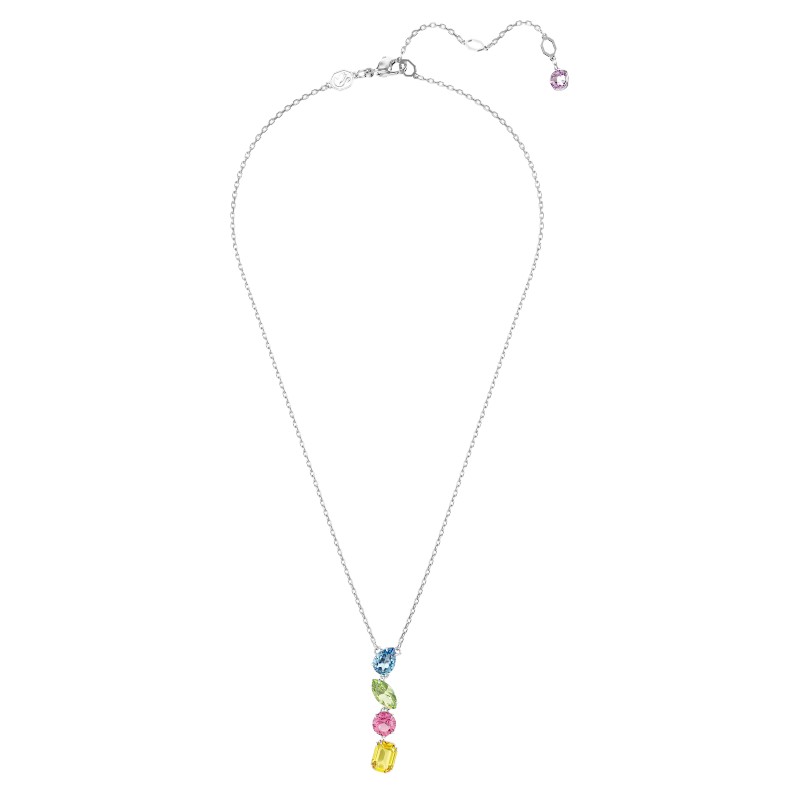 Swarovski Gema Y Mixed Cuts Pendant Necklace, Multicolored and Rhodium Plated