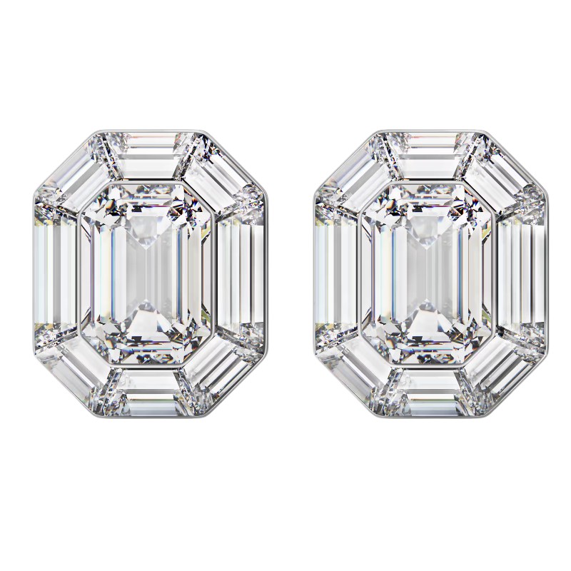 Swarovski Lucent Octagon Cut Clip Earrings, White | 5698525