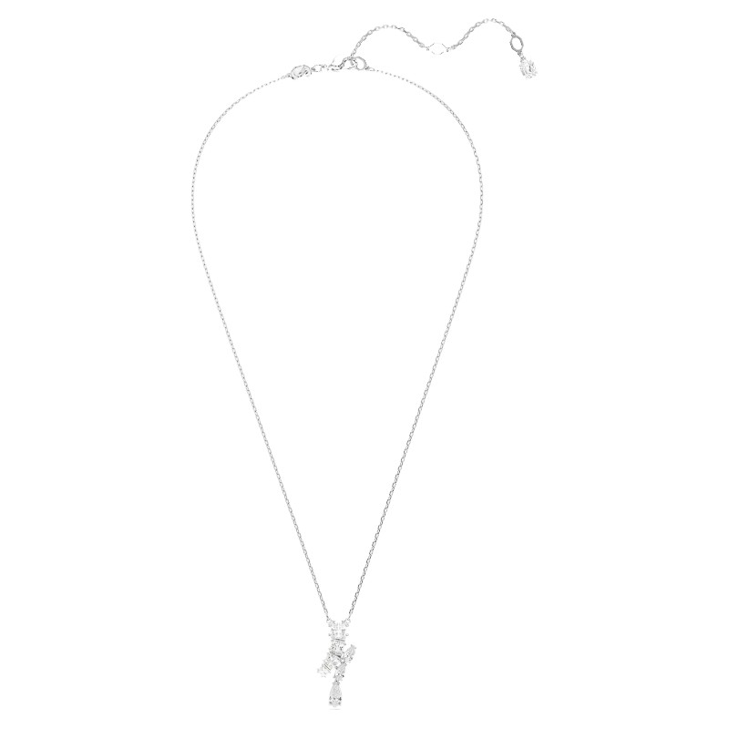 Swarovski Matrix Mixed Cuts Pendant Necklace, White and Rhodium Plated