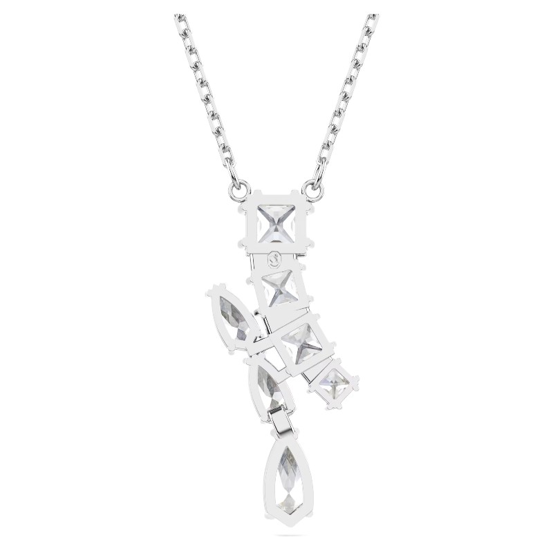 Swarovski Matrix Mixed Cuts Pendant Necklace, White and Rhodium Plated
