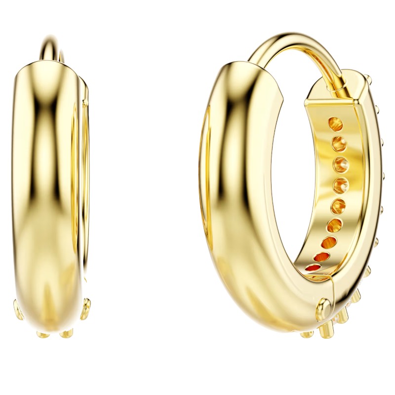 Swarovski Matrix Round Cut Hoop Earrings, White and Yellow Gold Plated
