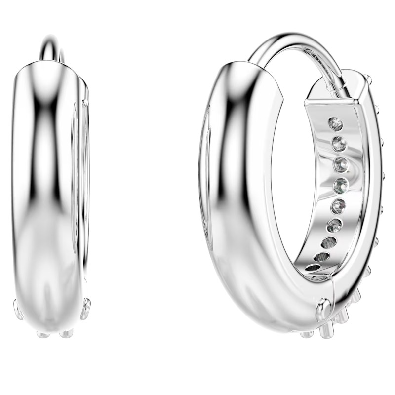 Swarovski Matrix Round Cut Hoop Earrings, White and Rhodium Plated