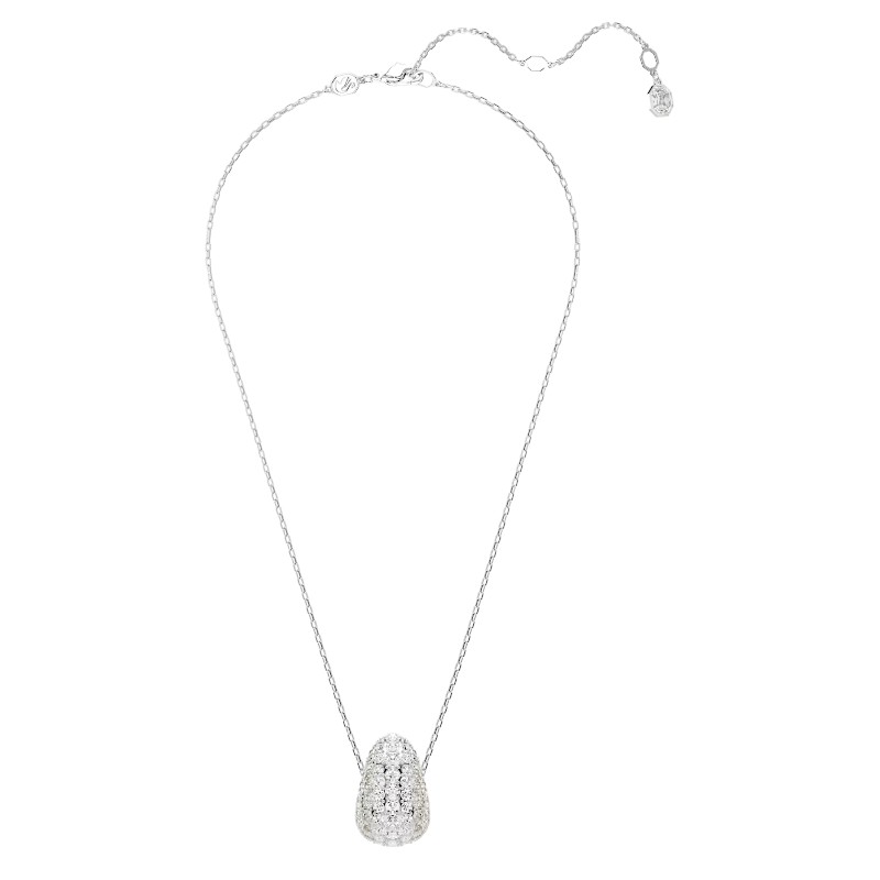 Swarovski Sublima Round Cut Pendant Necklace, White and Rhodium Plated
