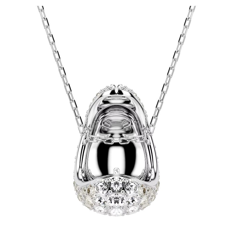 Swarovski Sublima Round Cut Pendant Necklace, White and Rhodium Plated