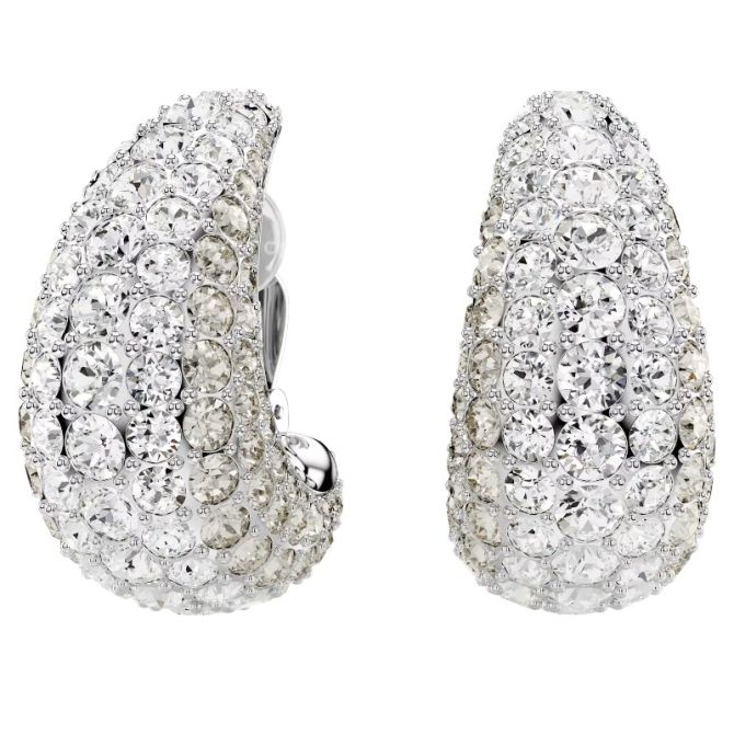 Swarovski Sublima Round Cut Medium Drop Earrings, White and Rhodium Plated