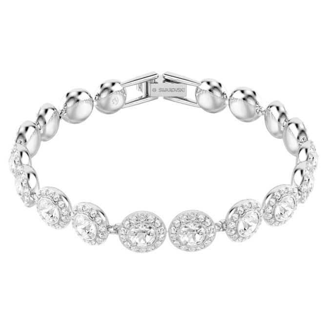 Swarovski Una Angelic Round Cut Tennis Bracelet, Whtie and Rhodium Plated