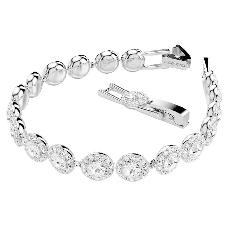 Swarovski Una Angelic Round Cut Tennis Bracelet, Whtie and Rhodium Plated