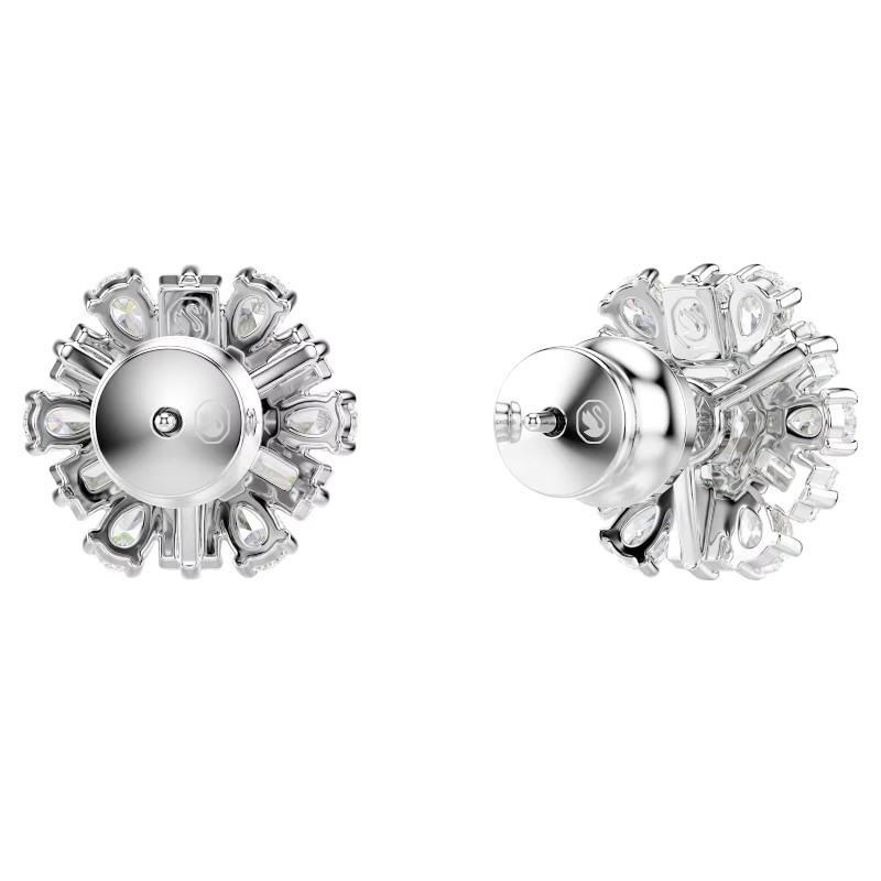 Swarovski Idyllia Mixed Cuts Snowflake Stud Earrings, White and Rhodium Plated