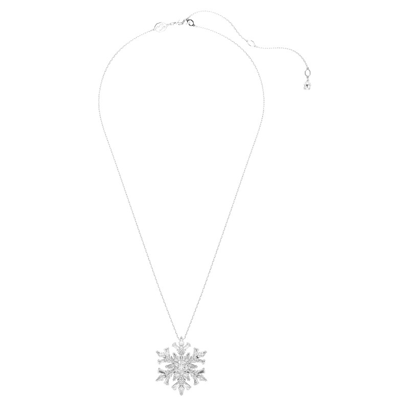 Swarovski Idyllia Mixed Cuts Snowflake Necklace and Brooch, White and Rhodium Plated