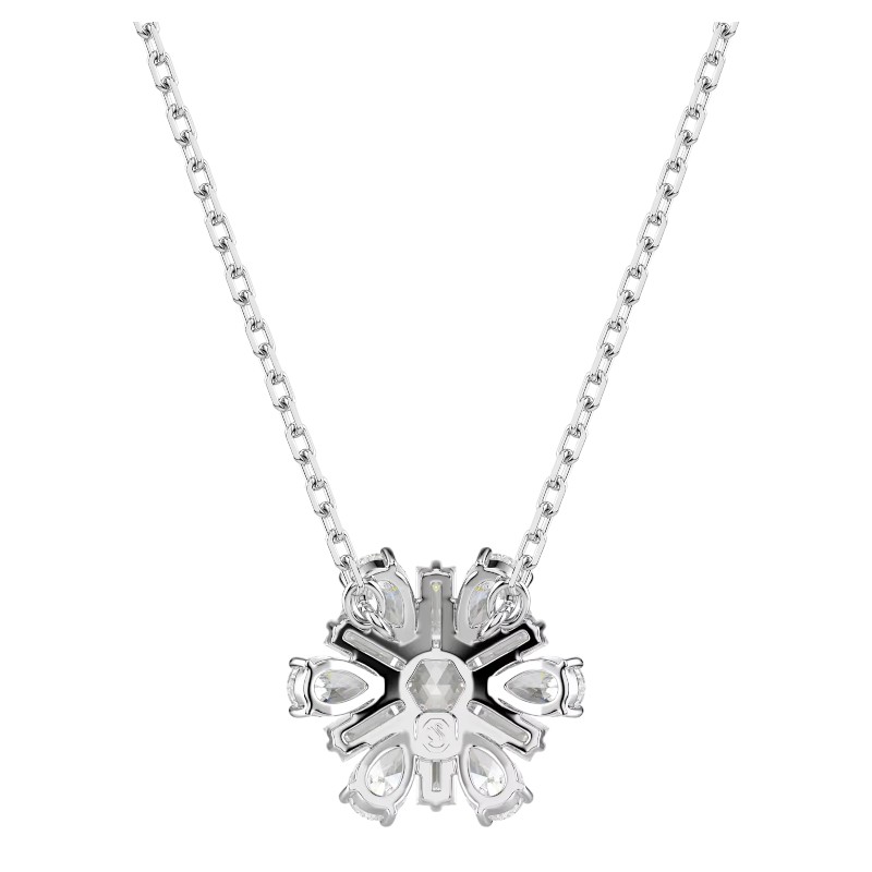 Swarovski Idyllia Mixed Cuts Snowflake Pendant Necklace, White and Rhodium Plated
