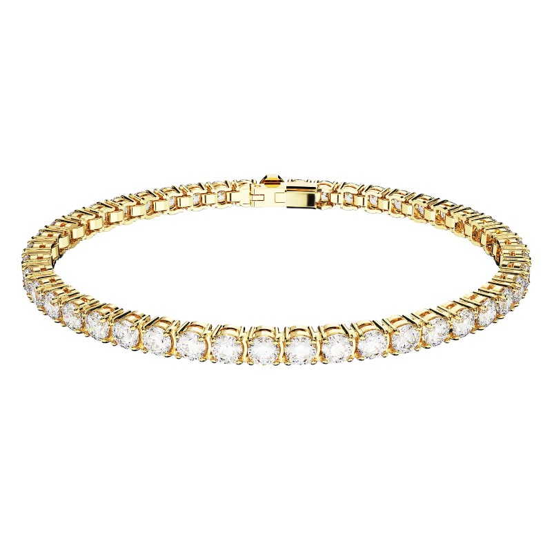 Swarovski Matrix Round Cut Medium Tennis Bracelet, White and Yellow Gold Tone Plated