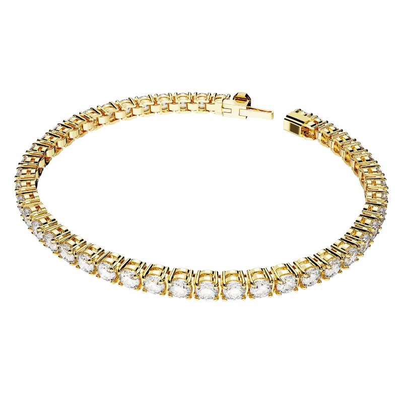 Swarovski Matrix Round Cut Medium Tennis Bracelet, White and Yellow Gold Tone Plated