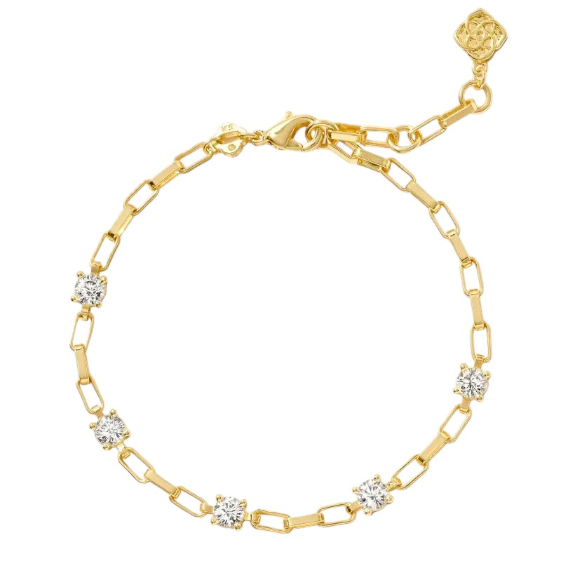 Kendra Scott Yellow Gold Tone Lexi Chain Bracelet with Crystals