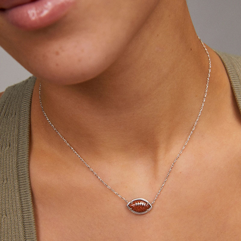 Kendra Scott Silver Tone Football Necklace