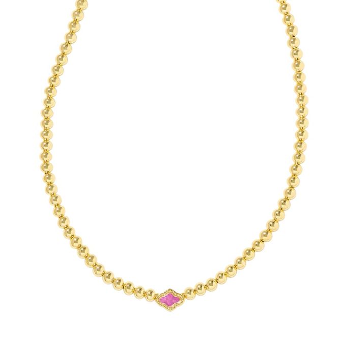 Kendra Scott Yellow Gold Tone Abbie Beaded Necklace in Azalea Illusion