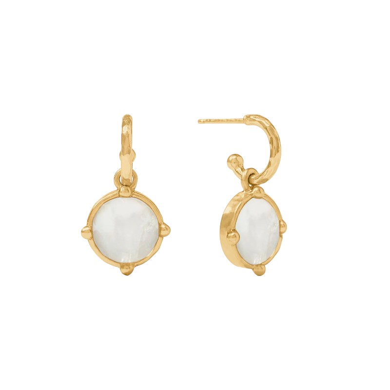 Julie Vos Honeybee Hoop and Charm Earrings, Mother of Pearl