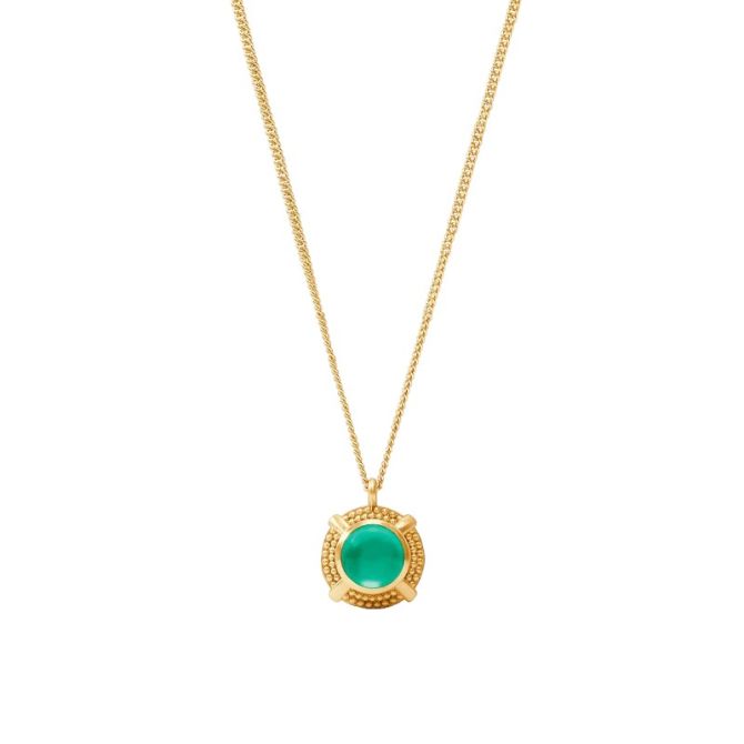 Julie Vos Cabochon Solitaire Necklace, Iridescent Emerald Green