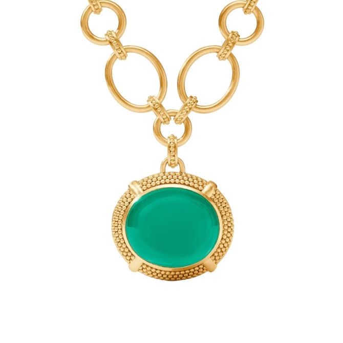 Julie Vos Cabochon Statement Necklace, Iridescent Emerald Green