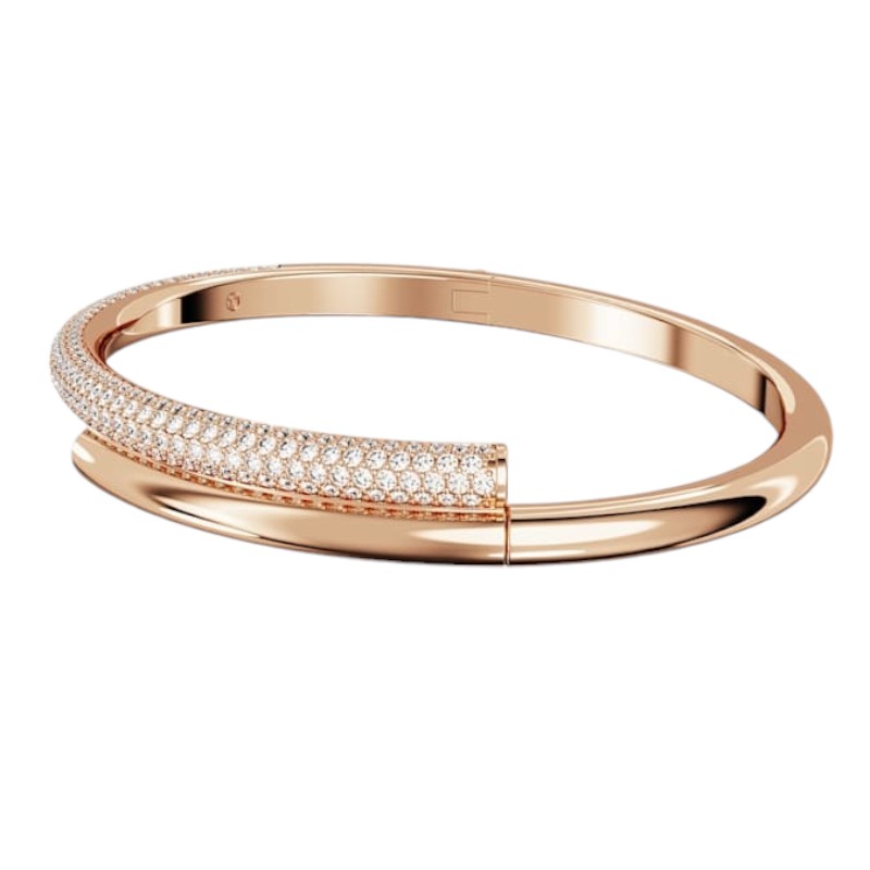 Swarovski Dextera Magnetic Closure Bangle, White and Rose Gold Tone Plated