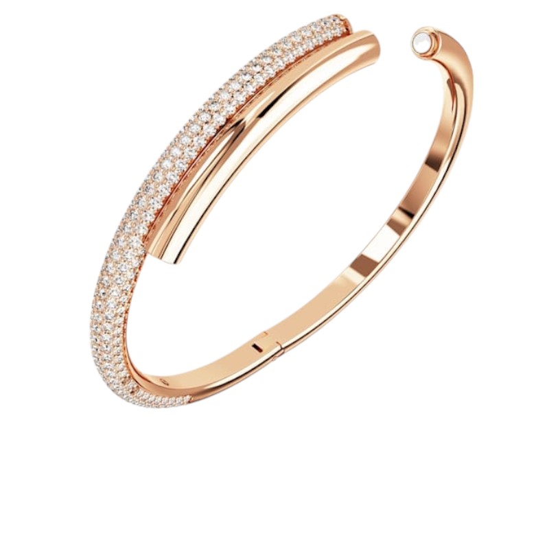Swarovski Dextera Magnetic Closure Bangle, White and Rose Gold Tone Plated