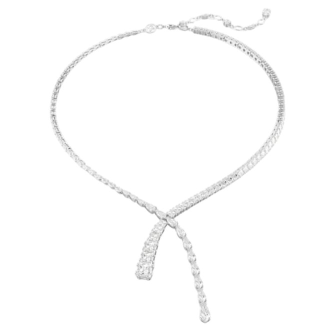 Swarovski Mixed Cuts Matrix Y Necklace, White and Rhodium Plated