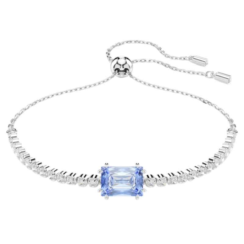 Swarovski Mixed Cuts Matrix Tennis Bracelet, Blue and Rhodium Plated