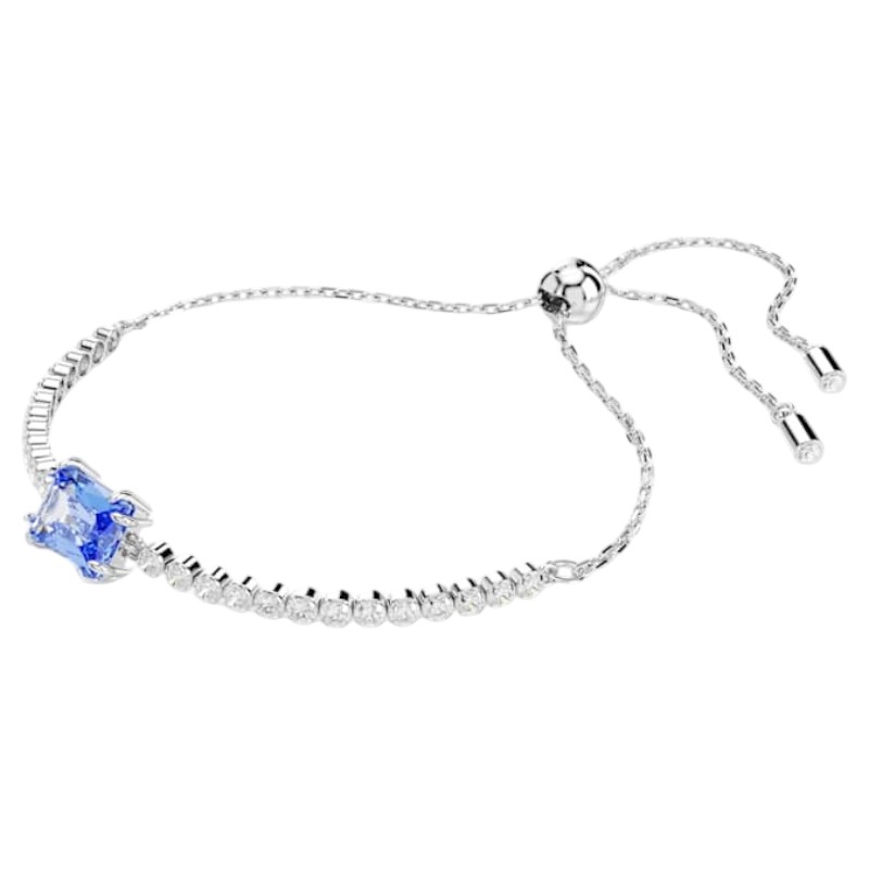 Swarovski Mixed Cuts Matrix Tennis Bracelet, Blue and Rhodium Plated