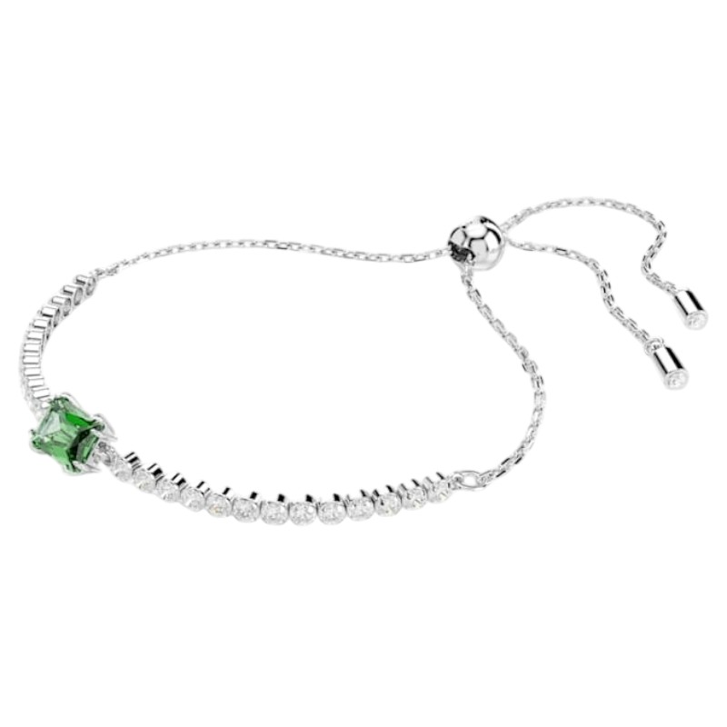 Swarovski Mixed Cuts Matrix Tennis Bracelet, Green and Rhodium Plated