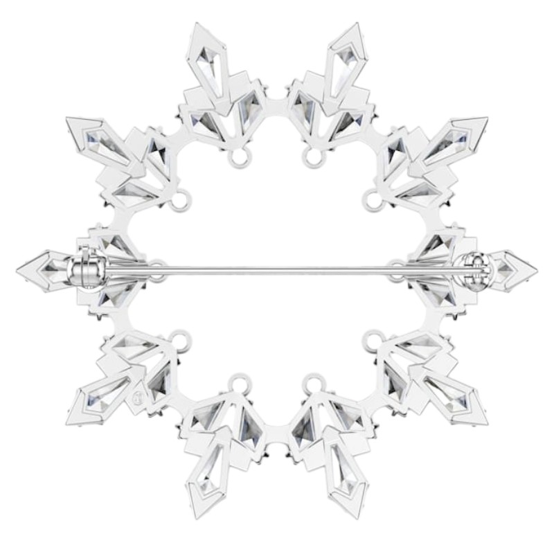Swarovski Mixed Cuts Idyllia Snowflake Brooch, White and Rhodium Plated