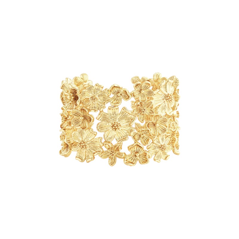 Anabel Aram Wildflowers Gold Wide Cuff