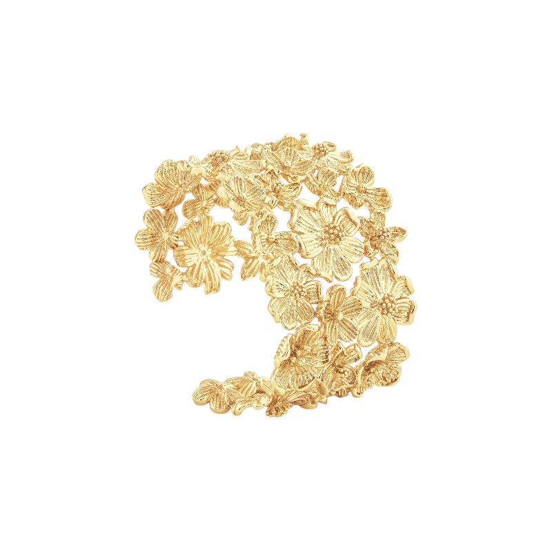 Anabel Aram Wildflowers Gold Wide Cuff